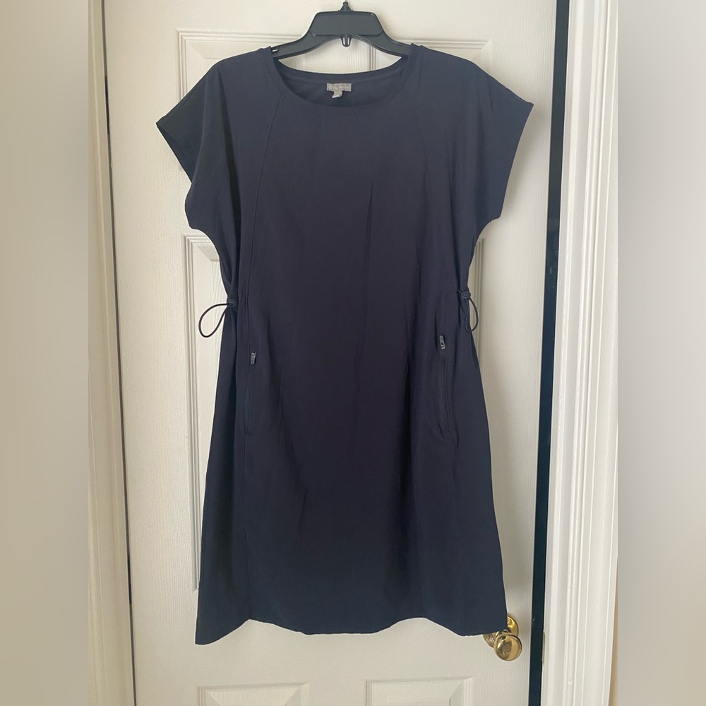T by Talbots AIRKNIT Stretch Bungee Waist Dress, Navy Blue, Size Medium - Picture 5 of 7